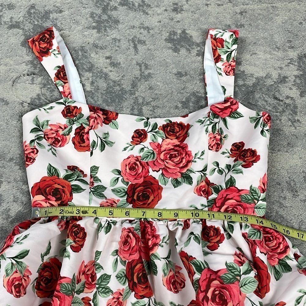 NWT Sachin + Babi Blaine Taffeta Square Neck Midi Dress Babydoll Rose Print 8 - Picture 9 of 11